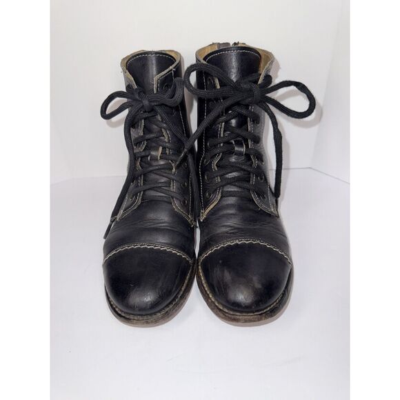 Bed Stu Laurel Black Boot Rustic Lace Up Cobbler Combat Rugged Leather Womens 6 - Picture 6 of 16